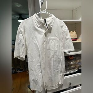 Mens Lululemon White Short Sleeve Button Up